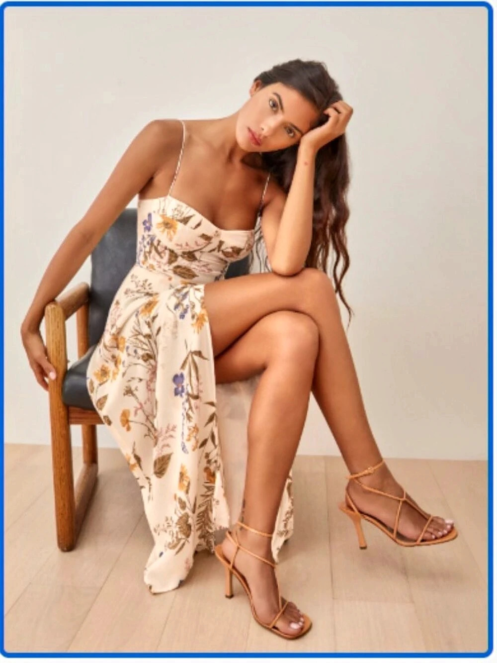 Reformation Kourtney Dress Floral Maxi Dress White & Orange Size 4